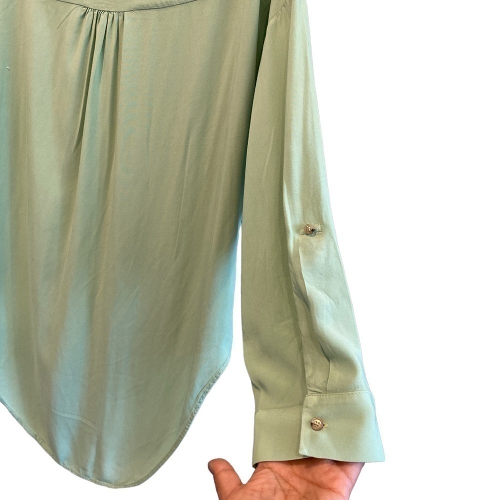 Anthropologie Maeve Seafoam Green Tie Button Down Shirt - Picture 5 of 9